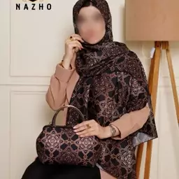 ست کیف و شال و روسری زنانه رنگ مشکی طرح سنتی جدید na601