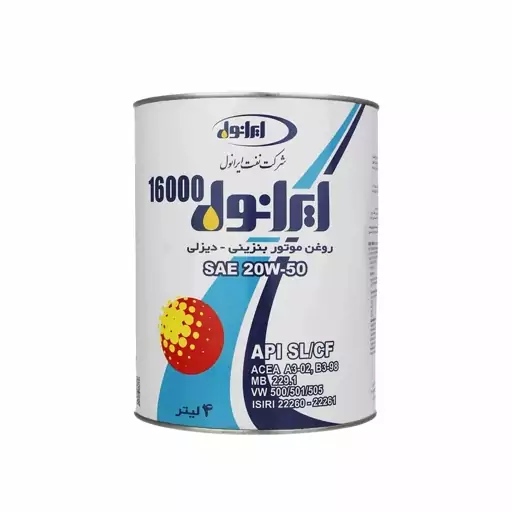 روغن موتور ایرانول  16000 20W50 SL چهار لیتری(پس کرایه)