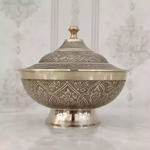 شکلات خوری برنزی هندی مدل گل قطر 17 کد 3718 ( شکلات خوری برنجی )