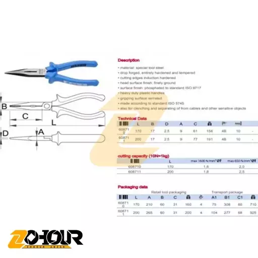 انبر دم باریک سایز 8 اینچ یونیور UNIOR