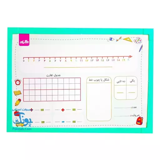 تخته ریاضی یار کلاس اول وایت بردی گراد سایز 35*25 سانتی‌متر | Math Board