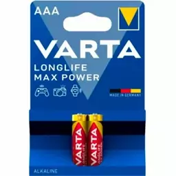 باتری نیم قلمی وارتا لانگ لایف مکث پاور قرمز(VARTA LONG LIFE MAX POWER BATTERY AAA) 2 عددی