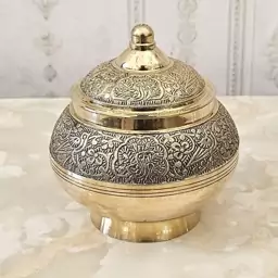 قندان برنزی هندی مدل طاووس درب فندقی قطر 11 سانتی کد 3522 ( قندان برنجی هندی )