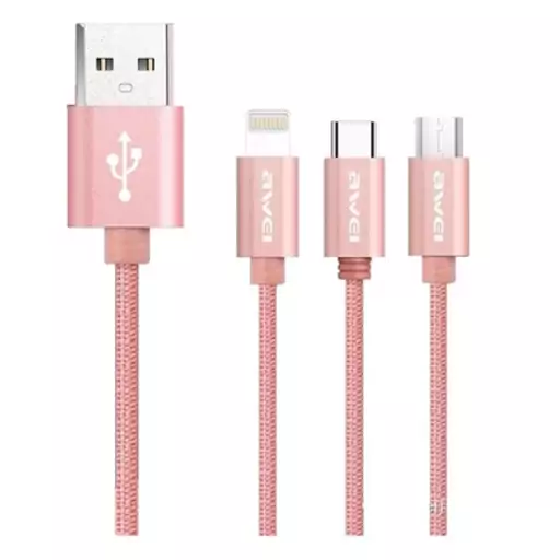 کابل تبدیل USB به لایتنینگ،microUSB،USB-C اوی مدل CL-970 به طول 1.2 متر