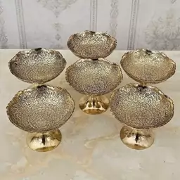 کاسه برنجی هندی مدل طاووس لبه ابری کد 4113 ( مناسب هفت سین برنزی یا آجیل خوری ) ( مجموعه 6 عددی )