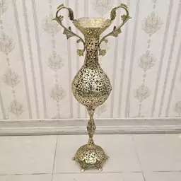 گلدان کنار سالنی برنزی مدل توری پایه بلند کد 1703 ( گلدان کنارسالنی برنجی )