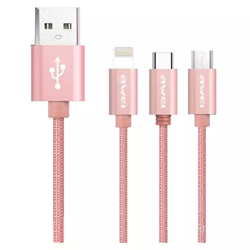 کابل تبدیل USB به لایتنینگ،microUSB،USB-C اوی مدل CL-970 به طول 1.2 متر