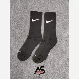 جوراب ورزشی ساق بلند NIKE مدل کف حوله ای مشکی (طرح)