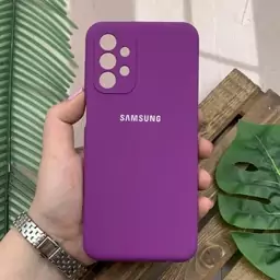 قاب گوشی Galaxy A23 4G سامسونگ سیلیکونی پاک کنی اورجینال داخل پارچه ای محافظ لنز دار رنگ بنفش کد 81926