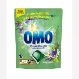 قرص ماشین لباسشویی اومو OMO رایحه گل ارکیده سفید بسته 42 عددی Detergent capsule Omo Orhidee Menta 42 capsule