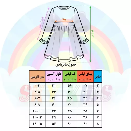 پیراهن آستین بلند دخترانه پشمی چهارخانه زرد و سرمه ای یقه گیپور سایز 2 تا 14 سال