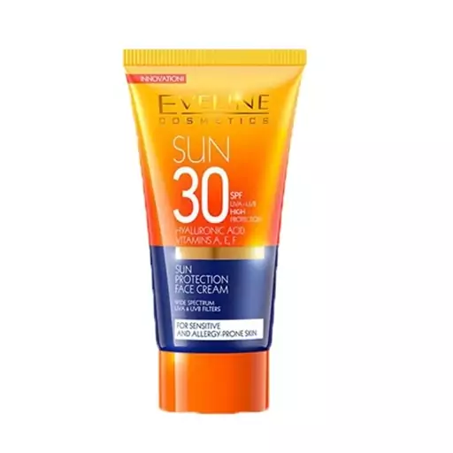 کرم ضدافتاب SPF 30 بی رنگ اولاین اس پی اف 30 eveline (نارنجی آبی)