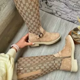 بوت گوچی کرمی لژدار دخترانه زنانه نیمبوت نیم بوت پوتین چکمه کفش کرم GUCCI مجلسی بلند پاشنه دار اسپرت اسپورت طبی صدشصچار