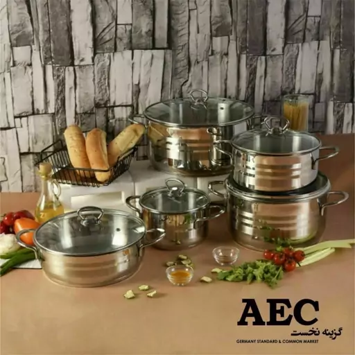 سرویس قابلمه استیل 10 پارچه AEC (پس کرایه)