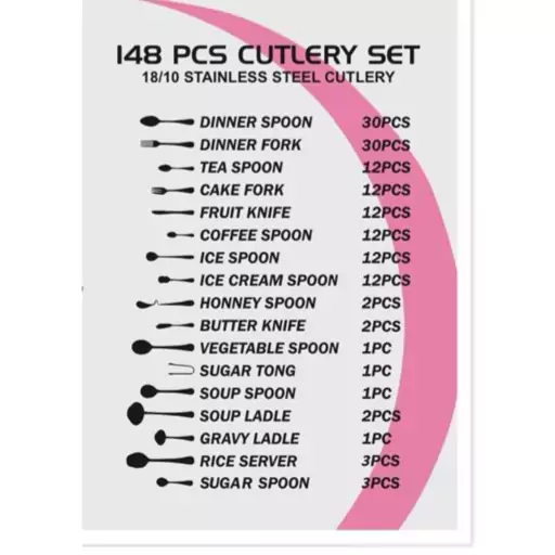 سرویس قاشق و چنگال دسینی 148 تکه 30 نفره مدل 2525