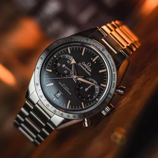 ساعت مچی مردانه امگا اسپیدمستر صفحه مشکیOmega Speedmaster Steel Orange