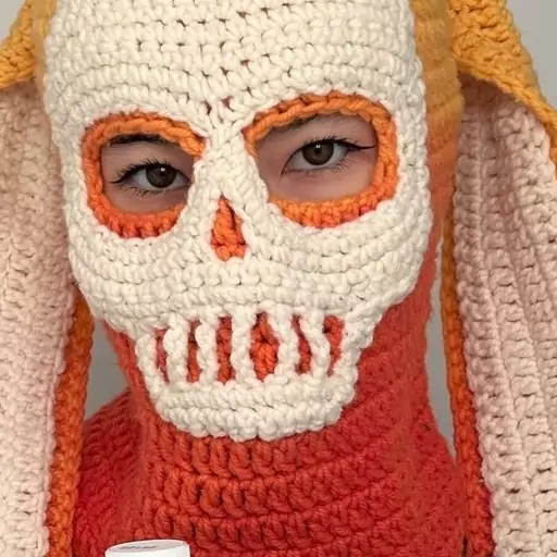 کلاه بالاکلاوا طرح اسکلت با گوش های خرگوشی crochet balaclava 