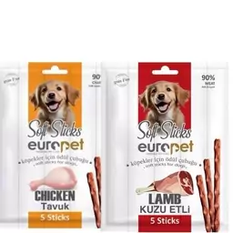 تشویقی مانچی مدادی سگ یوروپت با طعم بره و مرغ Europet soft sticks with lamb 