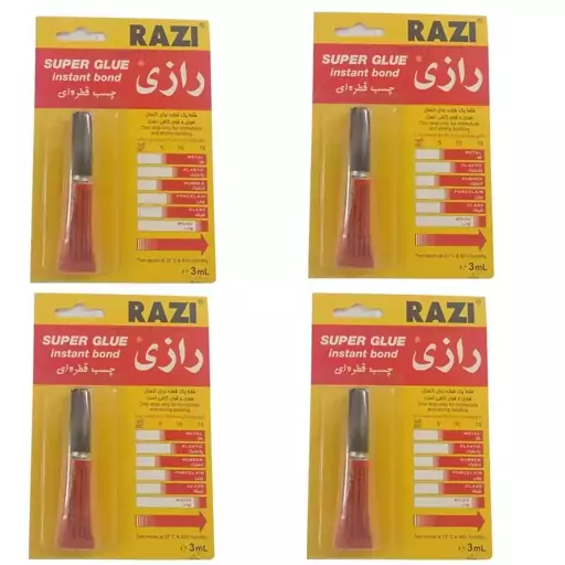 چسب قطره ای رازی مدل h26 حجم 3 میلی لیتر بسته 4 عددی