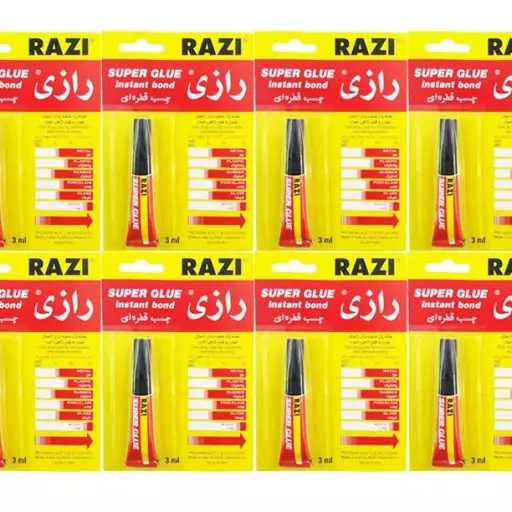 چسب قطره ای رازی مدل Super Glue حجم 3 میلی لیتر بسته 12 عددی