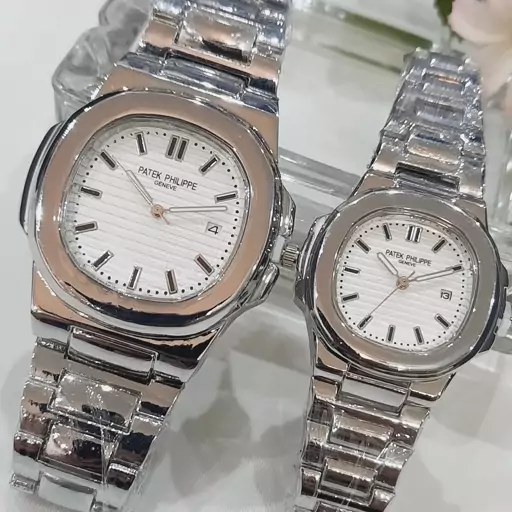 ساعت ست پتک فیلیپ Patek philippe بدنه استیل ساعت زنانه ساعت مردانه تاریخ دار پسرانه و دخترانه باکیفیت بالا ساعت هدیه  