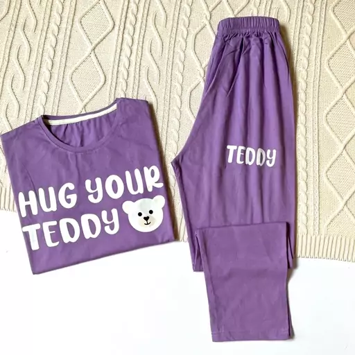 ست تیشرت و شلوار زنانه hug your teddy 