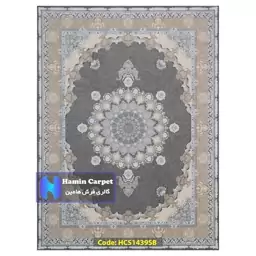 فرش 9 متری 1000 شانه تراکم 3000 تمام آکلرلیک گل برجسته کد HCS1439SB (ارسال رایگان)