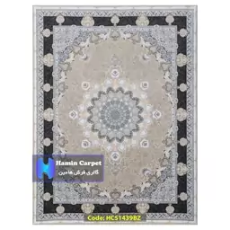 فرش 9 متری 1000 شانه تراکم 3000 تمام آکلرلیک گل برجسته کد HCS1439BZ (ارسال رایگان)