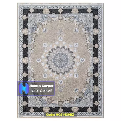 فرش 9 متری 1000 شانه تراکم 3000 تمام آکلرلیک گل برجسته کد HCS1439BZ (ارسال رایگان)