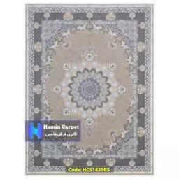 فرش 12 متری 1000 شانه تراکم 3000 تمام آکلرلیک گل برجسته کد HCS1439BS (ارسال رایگان)