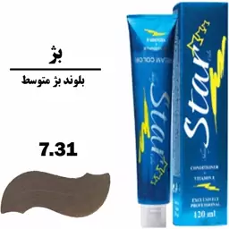 رنگ مو بلوند بژ متوسط استار STAR سری بژ شماره 7.31 حجم 120 میلی لیتر

