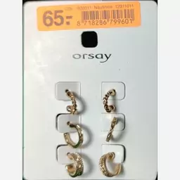  پک گوشواره وارداتی میخی(3 جفت) برند orsay