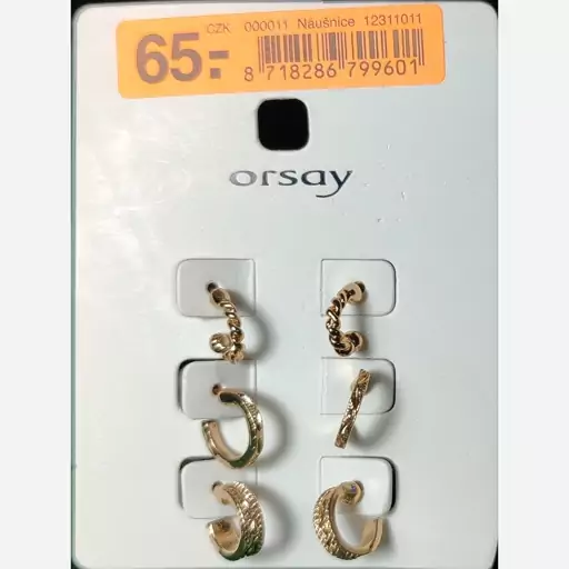  پک گوشواره وارداتی میخی(3 جفت) برند orsay