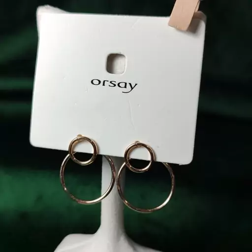   گوشواره وارداتی میخی دخترانه مدل دو رینکی orsay