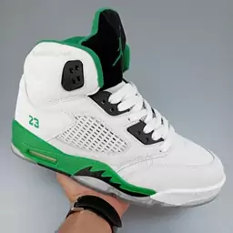 کفش  جردن مردانه Nike Jordan 5  سفید سبز  41 تا 45 ( کتونی جردن - جردن 5 - jordan 5 - کفش ایر جردن- کتونی جردن 5  ) 