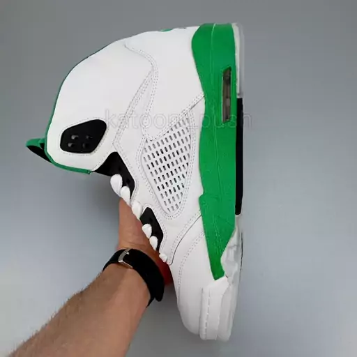 کفش  جردن مردانه Nike Jordan 5  سفید سبز  41 تا 45 ( کتونی جردن - جردن 5 - jordan 5 - کفش ایر جردن- کتونی جردن 5  ) 