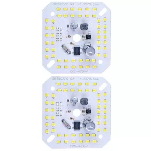 چیپ ال ای دی 50 وات ماژول دی او بی سی سی سی 2خازنه رنگ سفید مهتابی مناسب جهت تعمیرلامپ. chip led dob 50w ccc 220v