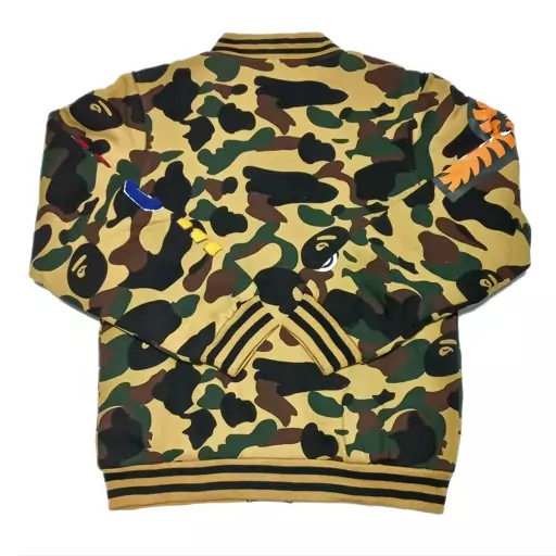 کاپشن بیسبالی  زرد مشکی چریکی بیپ BAPE