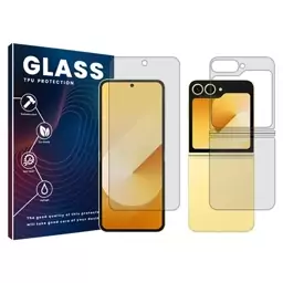 گلس پشت و رو گوشی سامسونگ Galaxy Z Flip6 شفاف از نوع هیدروژلی خودترمیم ضدضربه و ضدخش 