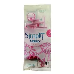 خودتراش زنانه 2 لبه ونوس مدل Simply Venus Basic بسته 5 عددی