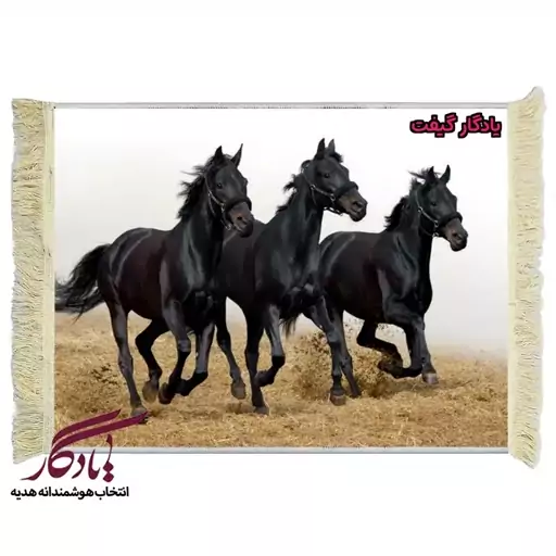 تابلو فرش ماشینی طرح حیوانات سه مشکی  کد h26 - 30.40  3040