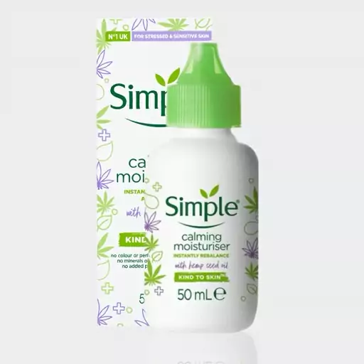 سرم مرطوب کننده و آبرسان آرام بخش سیمپل 50 میل مدل Simple calming moisturiser