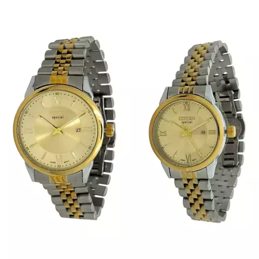 ست زنانه مردانه ساعت مچی سیتیزن مدل اسپشیال،موتور ژاپن  Citizen Special Set SR/GD/GD