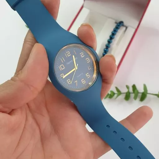 ساعت مچی بند رابر ژله ای آبی نفتی رنگ bolun pastille watch 