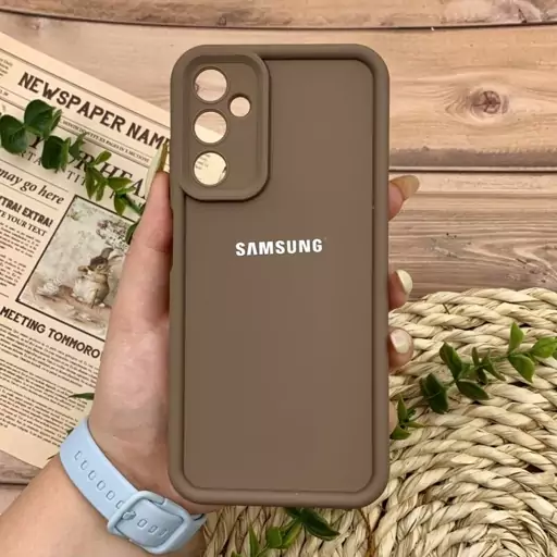 قاب گوشی Galaxy A05S سامسونگ سیلیکونی اورجینال Solid Case لوگو برجسته ضد ضربه محافظ لنز دار قهوه ای کد 40598