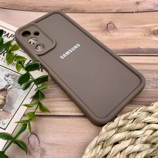 قاب گوشی Galaxy A05S سامسونگ سیلیکونی اورجینال Solid Case لوگو برجسته ضد ضربه محافظ لنز دار قهوه ای کد 40598