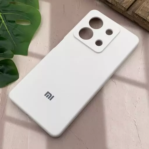 قاب گوشی Redmi Note 13 5G شیائومی سیلیکونی پاک کنی اورجینال داخل پارچه ای رنگ سفید محافظ لنز دار کد 90069