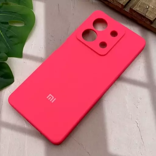 قاب گوشی Redmi Note 13 5G شیائومی سیلیکونی پاک کنی اورجینال داخل پارچه ای رنگ سرخابی محافظ لنز دار کد 75120