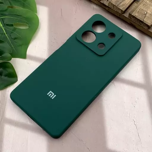 قاب گوشی Redmi Note 13 5G شیائومی سیلیکونی پاک کنی اورجینال داخل پارچه ای رنگ سبز محافظ لنز دار کد 41876