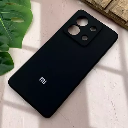 قاب گوشی Redmi Note 13 5G شیائومی سیلیکونی پاک کنی اورجینال داخل پارچه ای رنگ مشکی محافظ لنز دار کد 77535